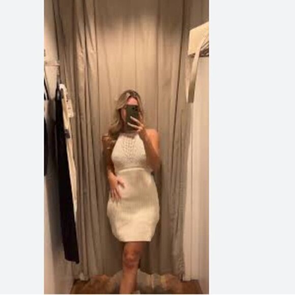 ZARA KNIT CREAM CROCHET MINI DRESS NWT - Picture 2 of 6